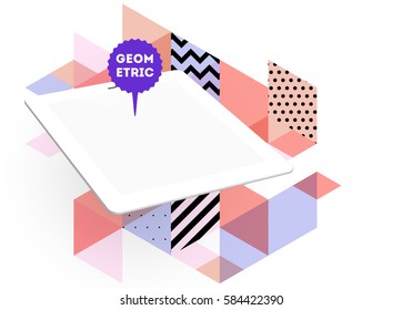 Tablet-PC-Symbol mit geometrischem Hintergrund - Vektorgrafik