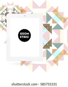 Tablet-PC-Symbol mit geometrischem Hintergrund - Vektorgrafik