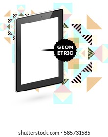 Tablet-PC-Symbol mit geometrischem Hintergrund - Vektorgrafik
