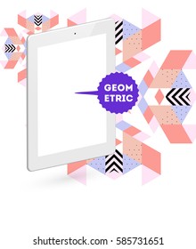Tablet-PC-Symbol mit geometrischem Hintergrund - Vektorgrafik