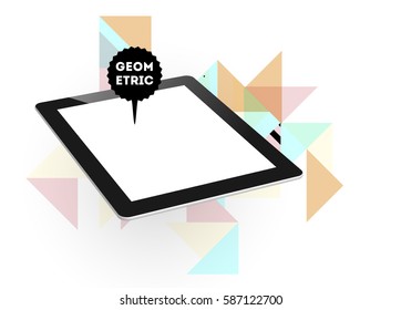 Tablet-PC-Symbol mit geometrischem Hintergrund - Vektorgrafik