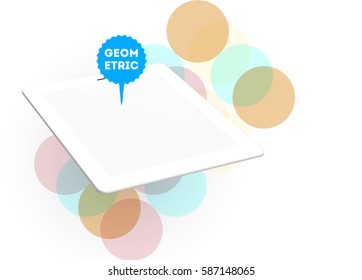 Tablet PC Icon with Memphis Geometric Background - Vector Illustration