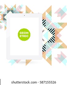 Tablet-PC-Symbol mit geometrischem Hintergrund - Vektorgrafik