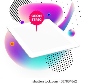 Icono de Tablet PC con fondo geométrico Memphis - Ilustración vectorial