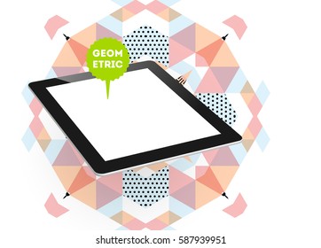 Tablet-PC-Symbol mit geometrischem Hintergrund - Vektorgrafik