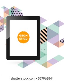 Tablet-PC-Symbol mit geometrischem Hintergrund - Vektorgrafik