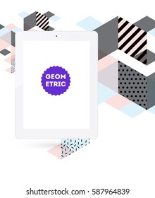Tablet-PC-Symbol mit geometrischem Hintergrund - Vektorgrafik