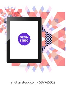 Tablet-PC-Symbol mit geometrischem Hintergrund - Vektorgrafik