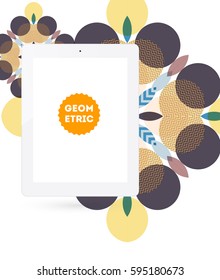 Tablet-PC-Symbol mit geometrischem Hintergrund - Vektorgrafik