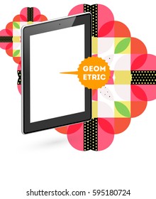Tablet-PC-Symbol mit geometrischem Hintergrund - Vektorgrafik