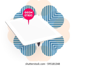 Tablet-PC-Symbol mit geometrischem Hintergrund - Vektorgrafik