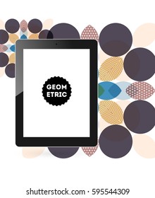 Tablet-PC-Symbol mit geometrischem Hintergrund - Vektorgrafik
