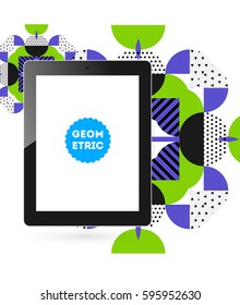 Tablet-PC-Symbol mit geometrischem Hintergrund - Vektorgrafik