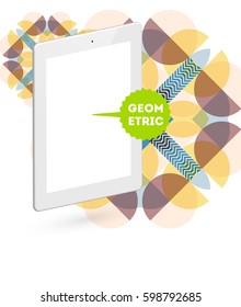 Icono de Tablet PC con fondo geométrico Memphis - Ilustración vectorial