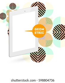 Tablet-PC-Symbol mit geometrischem Hintergrund - Vektorgrafik