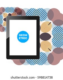 Tablet-PC-Symbol mit geometrischem Hintergrund - Vektorgrafik