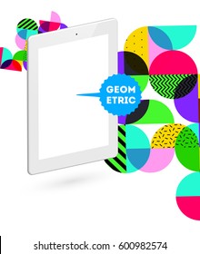 Tablet-PC-Symbol mit geometrischem Hintergrund - Vektorgrafik
