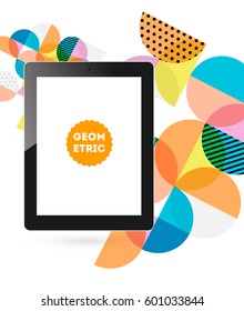 Tablet-PC-Symbol mit geometrischem Hintergrund - Vektorgrafik