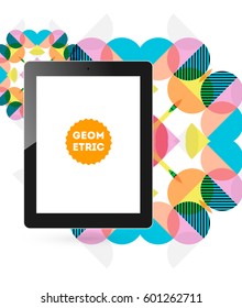 Tablet-PC-Symbol mit geometrischem Hintergrund - Vektorgrafik