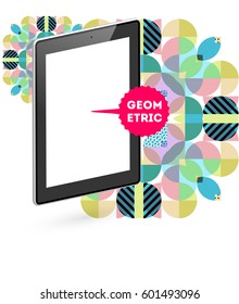 Tablet-PC-Symbol mit geometrischem Hintergrund - Vektorgrafik