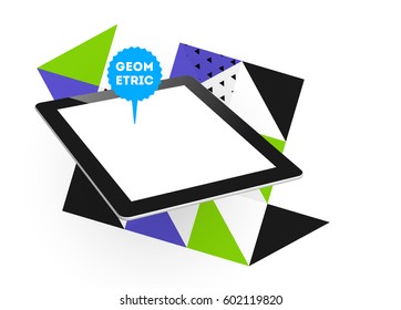 Tablet-PC-Symbol mit geometrischem Hintergrund - Vektorgrafik