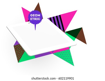 Tablet-PC-Symbol mit geometrischem Hintergrund - Vektorgrafik