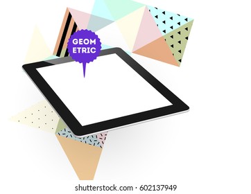 Tablet-PC-Symbol mit geometrischem Hintergrund - Vektorgrafik