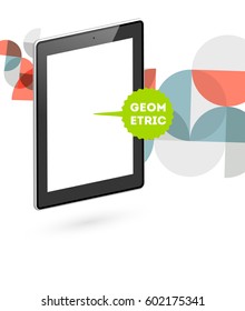 Icono de Tablet PC con fondo geométrico Memphis - Ilustración vectorial