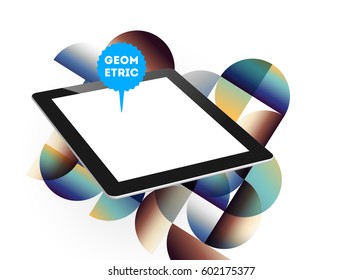 Tablet-PC-Symbol mit geometrischem Hintergrund - Vektorgrafik