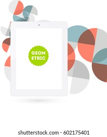 Icono de Tablet PC con fondo geométrico Memphis - Ilustración vectorial