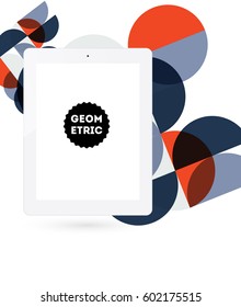 Tablet PC Icon with Memphis Geometric Background - Vector Illustration