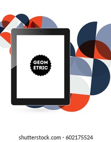 Tablet PC Icon with Memphis Geometric Background - Vector Illustration