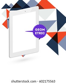 Tablet PC Icon with Memphis Geometric Background - Vector Illustration