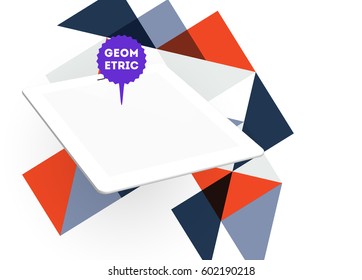 Tablet PC Icon with Memphis Geometric Background - Vector Illustration