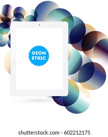 Tablet PC Icon with Memphis Geometric Background - Vector Illustration