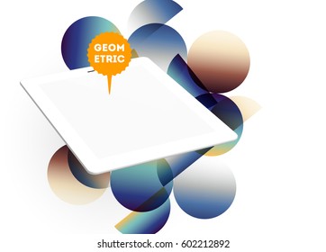 Icono de Tablet PC con fondo geométrico Memphis - Ilustración vectorial