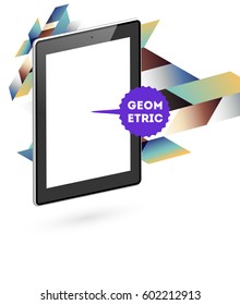Tablet-PC-Symbol mit geometrischem Hintergrund - Vektorgrafik