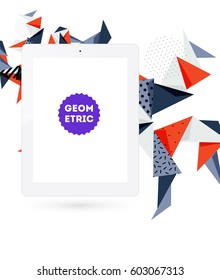 Tablet-PC-Symbol mit geometrischem Hintergrund - Vektorgrafik