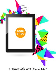 Tablet-PC-Symbol mit geometrischem Hintergrund - Vektorgrafik