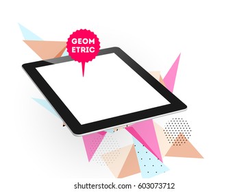 Tablet-PC-Symbol mit geometrischem Hintergrund - Vektorgrafik
