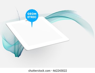 Tablet PC Icon. Mobile Technologies. Abstract Background. Geometric Triangles Pattern for Business Presentations, Application Cover and Web Site Design. Vector Illustration.