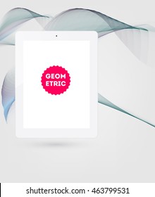 Tablet PC Icon. Mobile Technologies. Abstract Background. Geometric Triangles Pattern for Business Presentations, Application Cover and Web Site Design. Vector Illustration.