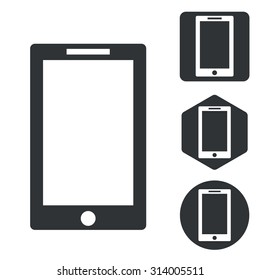 Tablet PC icon set, monochrome, isolated on white