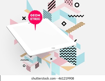 Tablet PC icon, Trendy geometric flat pattern, abstract background for brochure, flyer or presentations design, vector illustration.
