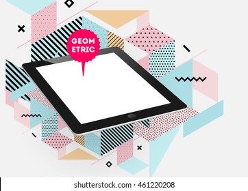 Tablet PC icon, Trendy geometric flat pattern, abstract background for brochure, flyer or presentations design, vector illustration.