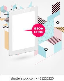 Tablet PC-Symbol, Trendy geometrisches flaches Muster, abstrakter Hintergrund für Broschüren, Flyer oder Präsentationen Design, Vektorgrafik.