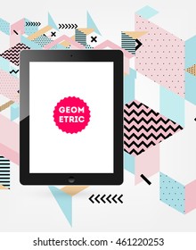 Tablet PC icon, Trendy geometric flat pattern, abstract background for brochure, flyer or presentations design, vector illustration.