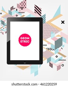 Tablet PC icon, Trendy geometric flat pattern, abstract background for brochure, flyer or presentations design, vector illustration.