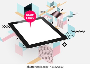 Tablet PC icon, Trendy geometric flat pattern, abstract background for brochure, flyer or presentations design, vector illustration.