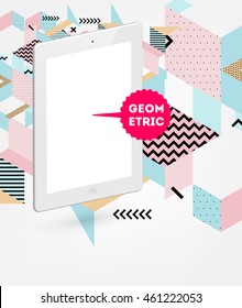 Tablet PC icon, Trendy geometric flat pattern, abstract background for brochure, flyer or presentations design, vector illustration.
